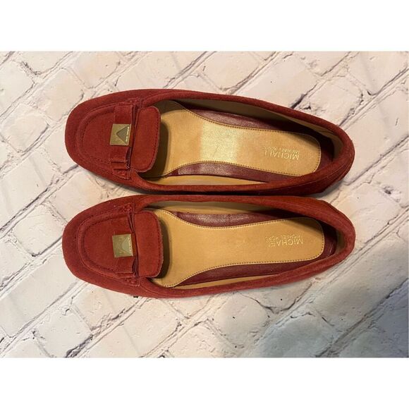 Michael Kors Size 8.5 Suede Leather Moccasin Driving Shoes Maroon Red Classy - Picture 8 of 11